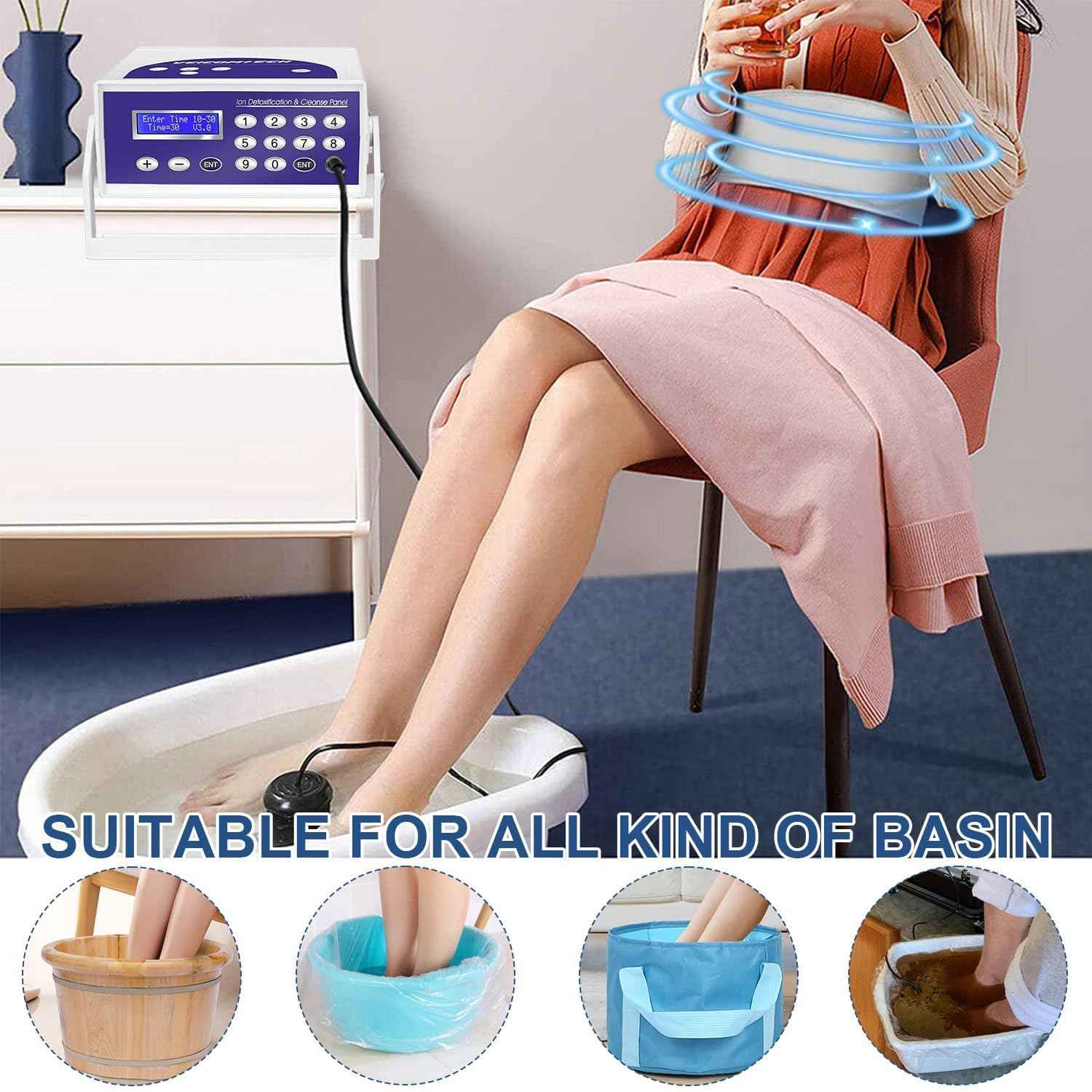 Ionic Foot Bath Detox Machine, Foot SPA Detox Cleanse Machine with 2 Arrays, Far Infrared Waistbelt, 80pcs Liners