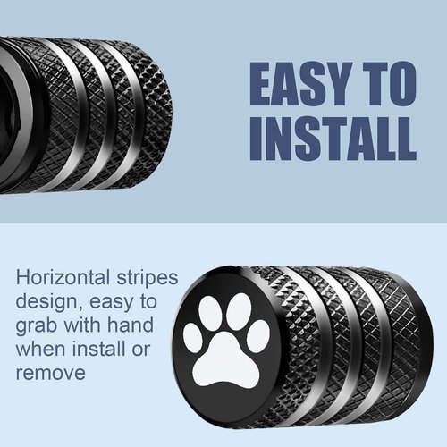 Tire Valve Stem Caps Cover - (5 Pack) Tire Air Caps Metal with Plastic Liner Corrosion Resistant Leak-Proof Dog Paw Print for Car Truck Motorcycle Bike Black