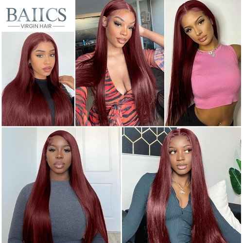 BAIICS 250 Density Ginger wig human hair Straight Lace Front Wigs Human Hair Pre Plucked 13x4 HD Transparent Lace Front Wigs Human Hair for Women Reddish Brown Lace Front Wigs HumanHair 22Inch