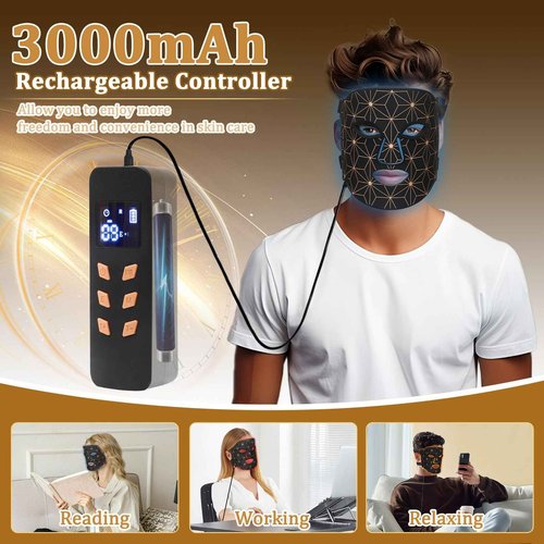 Red Light Therapy for Face, 8 Colors LED Face Mask Light Therapy with 850NM Near-Infrared, 3000 mAh Rechargeable Red Light Therapy Mask, Skin Care Device at Home and Travel for Skin Rejuvenation