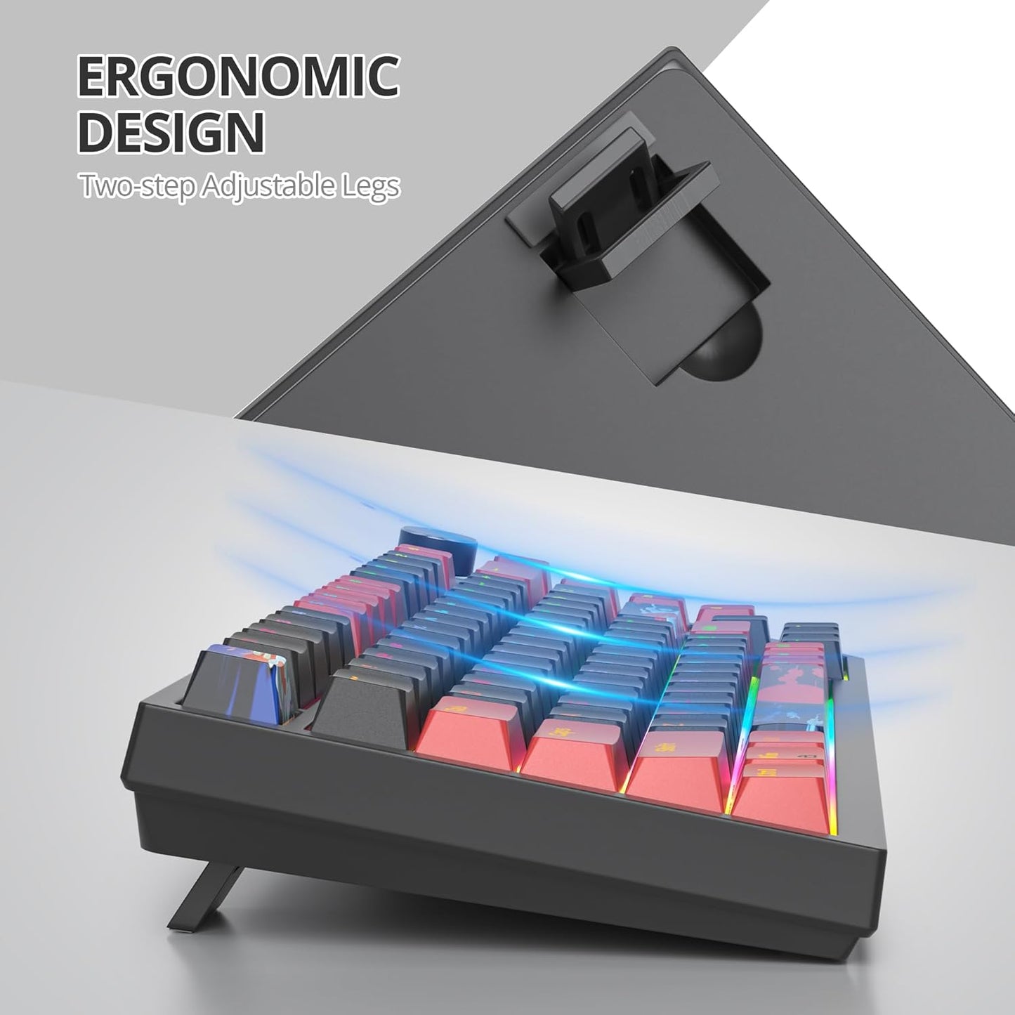 75% TKL Wired Mechanical Keyboard,RGB Backlit Gasket Mount 82 Key Hot Swappable Custom Linear Red Switch Gaming Keyboard with Volume Knob & PBT Keycaps (82 Shoko)