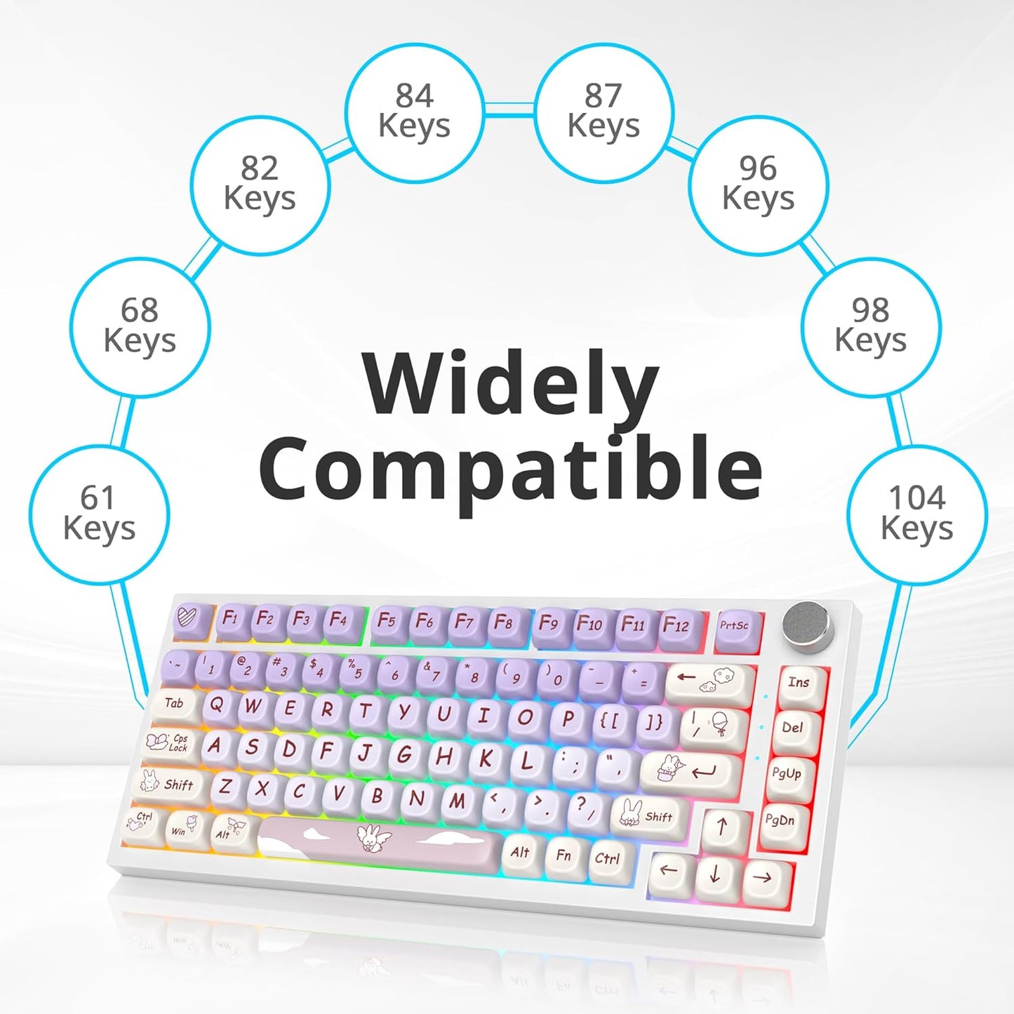 61 PBT Game keycap, 60% Backlight with Key Puller OEM Configuration American Layout, 87/104 Mechanical Keyboard (no Keyboard) (Ahris)