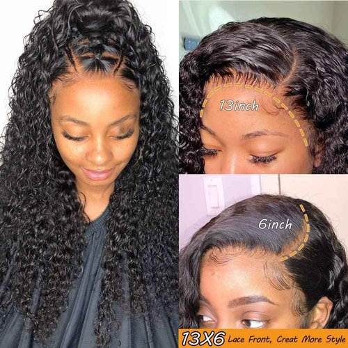 Ladoux Kinky Curly Lace Front Wig 13x6 HD Lace Front Kinky Curly Wig for Women 180% Density Pre Plucked With Baby Hair Afro Kinky Curly Human Hair Wig 20Inch Kinky Curly HD Lace Front wig