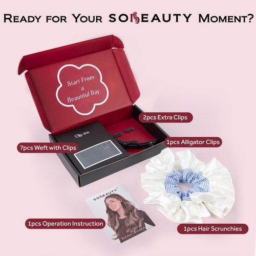 SoBeauty Clip in Hair Extensions Real Human Hair, Jet Black 100% Human Hair Extensions Clip in, Tangle-free Silky Straight Hair Extensions for Women, #1 18Inch 120G 7PCS