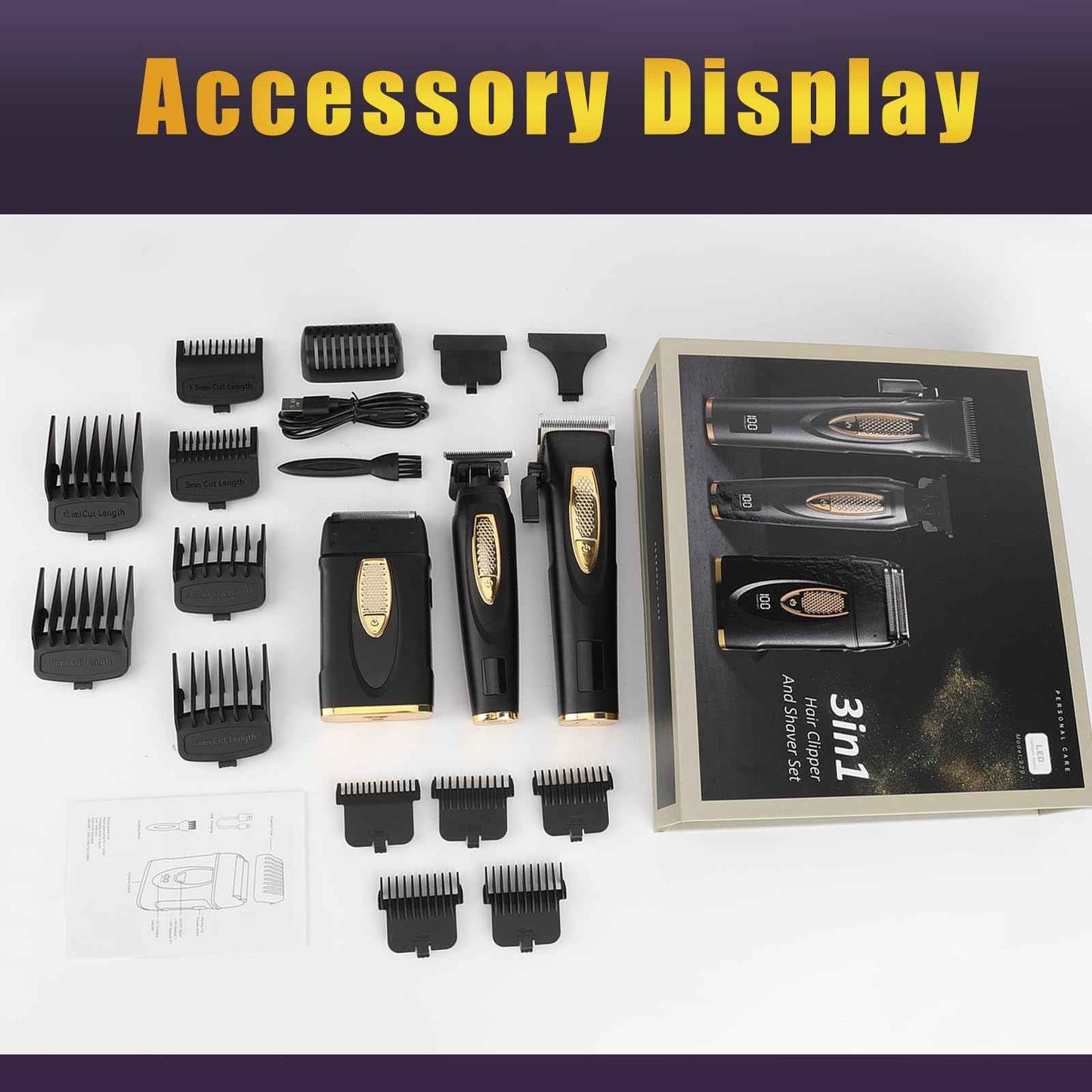 GSKY Mens Hair Clipper, Hair Cutting Kit, Beard Trimmer for Men, Foil Shavers, Hair Trimmer Barber Clippers Set, Mens Clippers and Grooming Set, Barber Trimmers Professional, Beard Shaver for Men