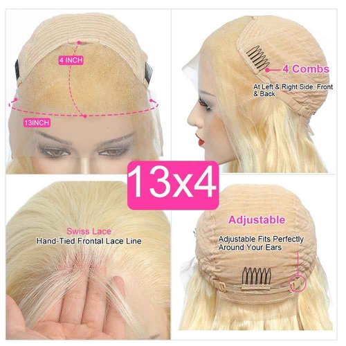 Xsilu 613 Lace Front Wig Human Hair 13x4 Body Wave 613 HD Lace Frontal Wig Human Hair Pre Plucked Blonde Lace Front Wigs Human Hair 12A 613 Human Hair Wig Transparent Lace 200 Density 24Inch