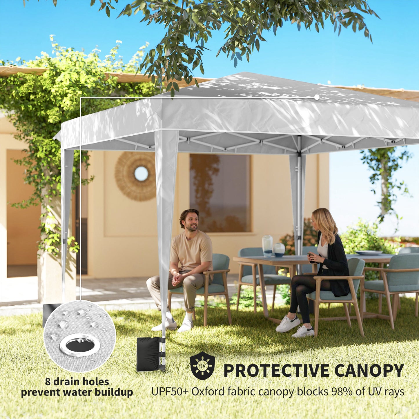 10x10 ft Pop Up Canopy Tent with Sidewalls - White