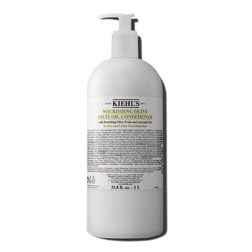 Kiehl's Nourishing Olive Fruit Oil Conditioner, Moisturizing Hair Conditioner for Dry & Damaged Hair, Promotes Shine, Helps Detangle, Lightweight Formula, with Avocado Oil - 33.8 fl oz /1 Liter