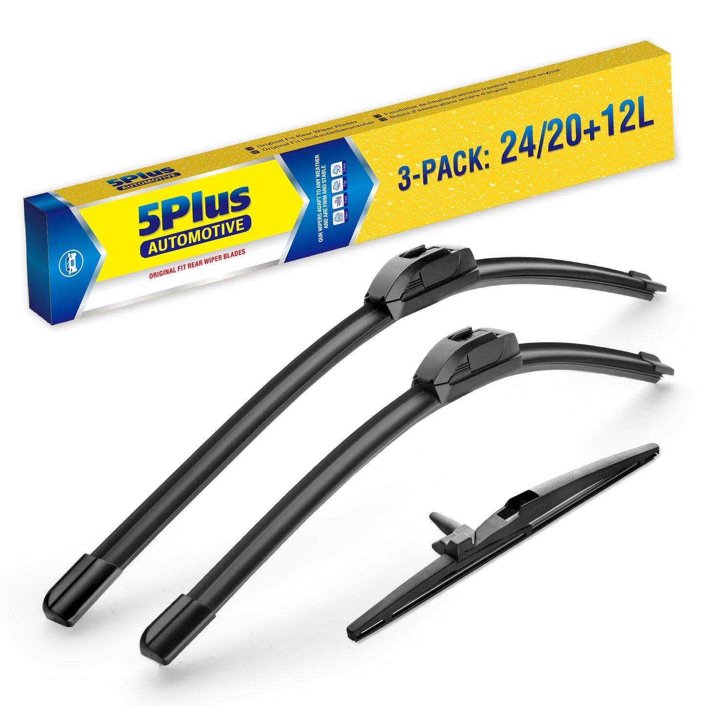 5 PLUS Replacement For TOYOTA 4Runner 2024 2023 2022 2021 2020 2019 2018 2017 2016 2015 2014 2013 2012 2011 2010 (Set of 3), 24 Inch + 20 Inch Windshield Wiper Blades with 12 Inch Rear Wiper Blade
