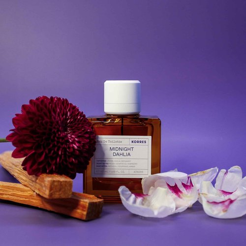 KORRES Eau de Toilette, Midnight Dahlia Perfume for Women, Floral Fruity Amber Fragrance with Lychee, Peony, Raspberry, Cedarwood & Musk, Clean Greek Scent, 1.69 Fl Oz