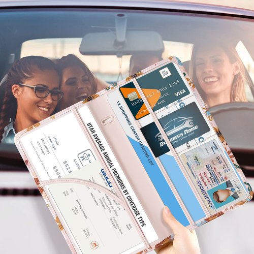 CoBak Car Registration and Insurance Holder - Vehicle Glove Box Car Organizer,Auto Truck Comparment Accessories Case with Magnetic Closure for Driver License,Cards
