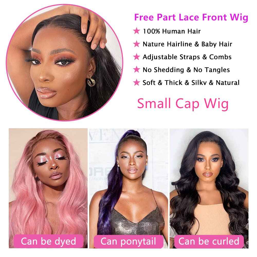 MAIME Small Cap Wigs 21 inch Size Lace Front Human Hair Wig for Black Women 16 inch