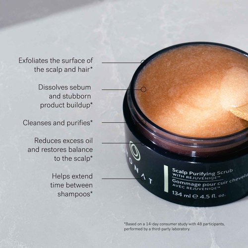 MONAT Scalp Purifying Scrub - w/Rejuveniqe® Deeply Cleanses, Purifies & Soothes Leaving Hair Cleansed & Fresh. Dissolves Dead Skin Cells & Restores Balance to the scalp. - Net Wt. 134 ml/4.5 fl. oz.