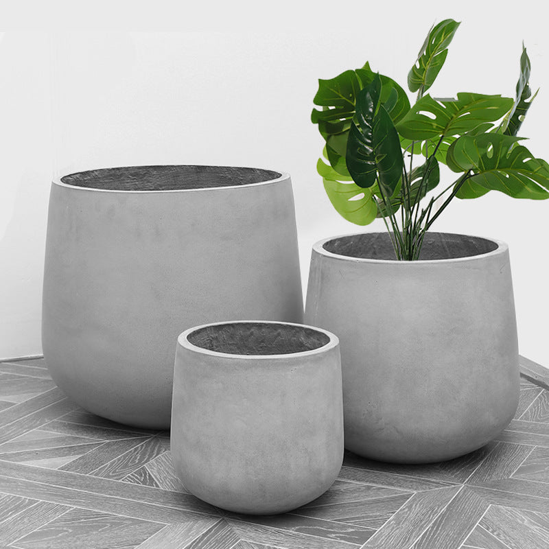 Round Cement Flowerpot with Simple Nordic Design for Home & Garden