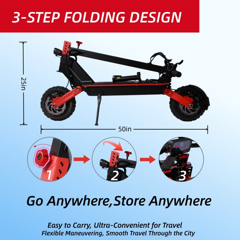 High-Power Off-Road Dual Motor Electric Scooter - 60V 27Ah