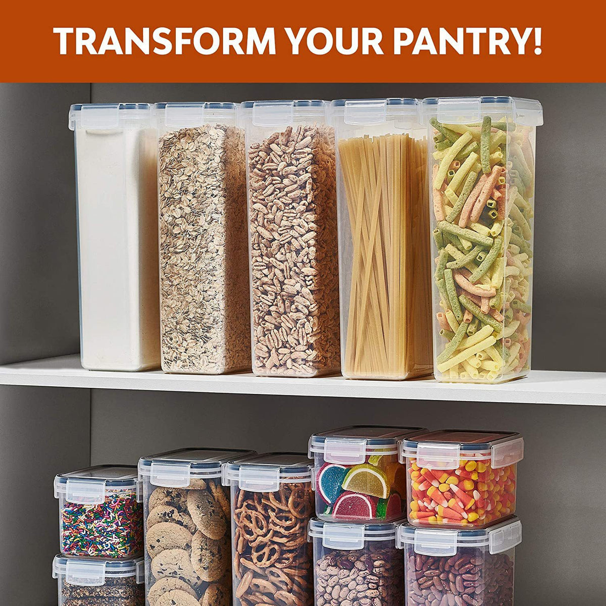 Airtight Food Storage Jars Set - 0.8L, 1.4L, 2.0L & 2.8L PP Container with Black Silicone Ring