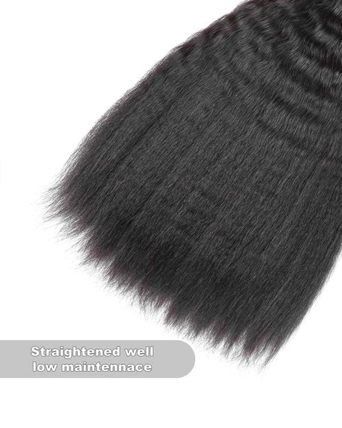 Kinky Straight Bundles Human Hair 100% Virgin Remy Brazilian 16 18 20 Inch Yaki 3 Bundles For Women Natural Black Color