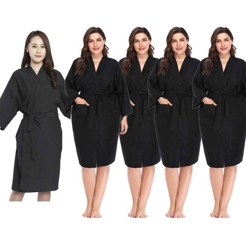 PERFEHAIR Salon Robes Smock for Clients, Pack of 5, Hair Salon Client Gown Cape, Black