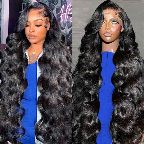UPXIO 28 Inch 13x6 Lace Front Wigs Human Hair 200% Density Body Wave Lace Front Wigs Human Hair Pre Plucked HD Lace Frontal Wigs Human Hair for Women with Baby Hair