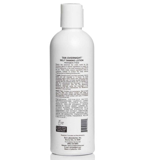 Sun Laboratories By Giesee Tan Overnight Self Tanning Lotion 8 oz 2 Pack, Self Tanning Lotion, Self Tanner, Tanning Lotion, Odorless, Non-Toxic, Medium, Light & Fair Skin, Face & Body