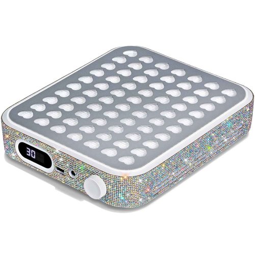 Aruiefxe Rechargeable Nail Dust Collector with Washable Filters, Powerful&Quiet Cordless Nail Vacuum Cleaner with Adjustable Suction for Nail Salon&Home, Beginners - Rhinestone&Heart Shaped Metal