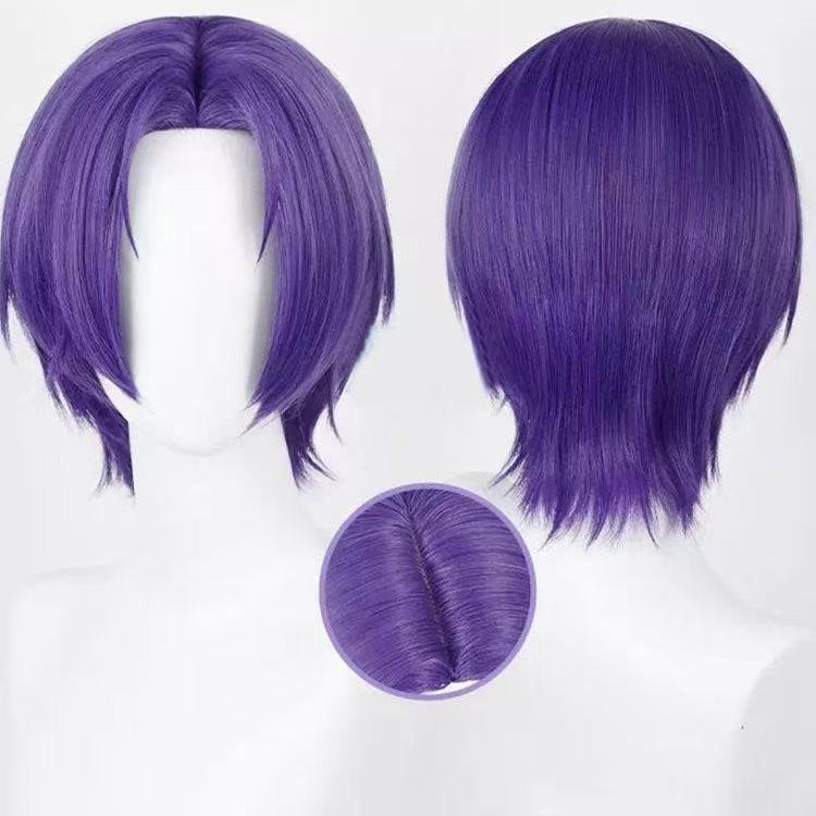 Purple Synthetic Cosplay Wig for All Face Shapes - Short Straight Style