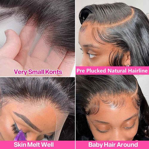 Yamikk Body Wave Lace Front Wigs Human Hair Pre Plucked Natural Hairline 180% Density Human Hair Wigs For Women 13x5 Hd Lace Frontal Wig with Tiny Knots 18 Inch