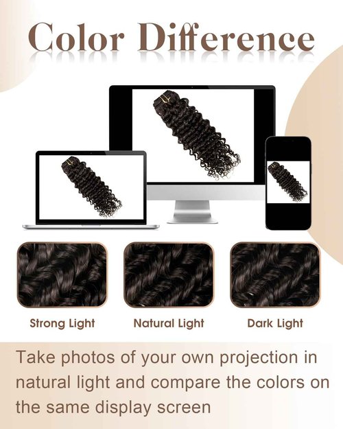 Hetto Curly Clip in Hair Extensions Clip ins Human Hair Deep Wavy Curly 120g #P4/27 Raddish Brown Mix Blonde Hair Extensions Curly 16 Inch 7Pcs
