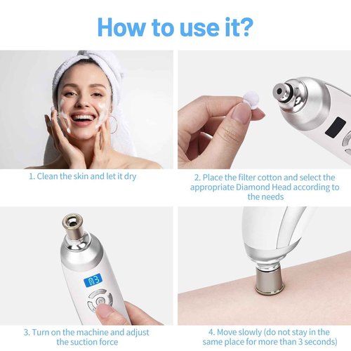 mcwdoit Facial Microdermabrasion, Diamond Dermabrasion Machine for Skin Exfoliation Blackhead Removal,Portable Rechargeable USB Cleansing Cordless White Home Device for Girl Women as a Gift, Upgraded