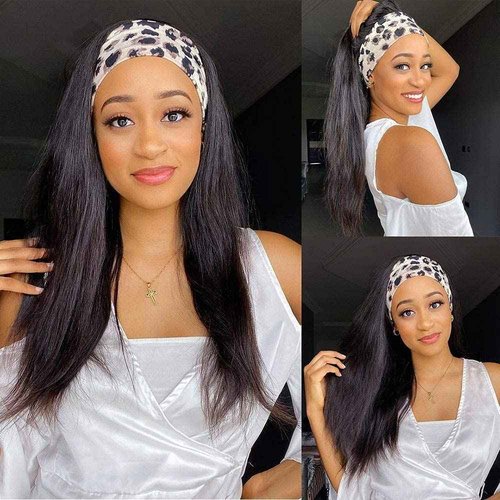 TNICE Headband Wig Human Hair Straight 22 Inch Headband Wigs for Black Women Glueless None Lace Front Human Hair Wigs Brazilian Virgin Hair Machine Made Headband Wigs 150% Density Natural Color