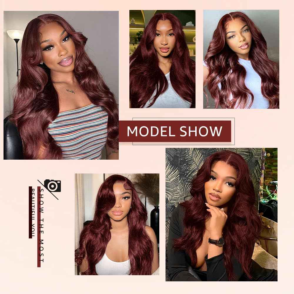 KEKEYY Reddish Brown Lace Front Wigs Human Hair Pre Plucked 30 Inch 200% Density Body Wave Lace Frontal Wigs Human Hair 13x4 HD Lace Brown wig human hair with baby hair glueless wigs