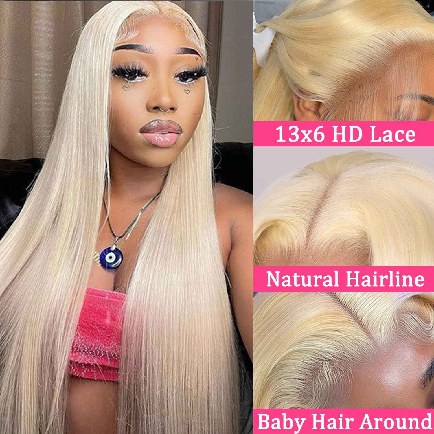 NICILK 30 Inch 613 13x6 Lace Front Wig Human Hair Straight Blonde Wig Human Hair 613 HD Transparent Lace Frontal Wigs Human Hair Pre Plucked with Baby Hair 200 Density Blonde Human Hair Wigs for Women
