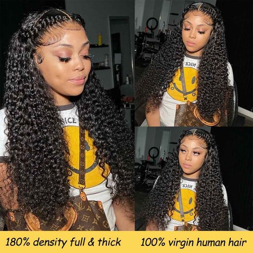 Zumuer 28 Inch 13x6 Deep Wave Lace Front Wigs Human Hair Deep Wave Frontal Wig 13x6 HD Lace Front Wigs Human Hair Pre Plucked 200 Density Glueless Virgin Deep Wave Wig for Women Natural Color