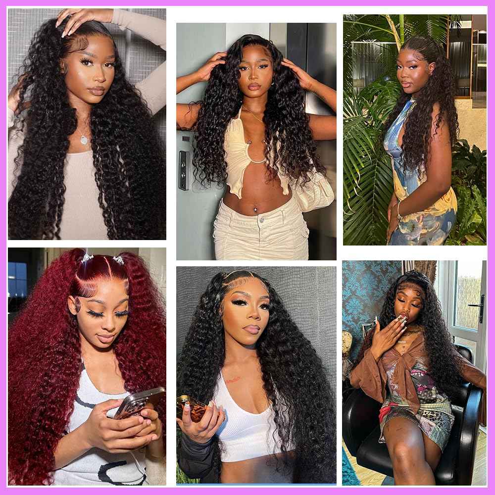 250% Density 13X6 Deep Wave Lace Front Wigs Human Hair Curly Wig Wet and Wavy HD Lace Front Wig Pre Plucked 100% Real Human Hair No Synthetic Blend No Tangle No Shedding Triple Lifespan 3X 20 Inch