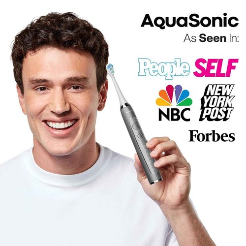 Aquasonic Vibe Series PRO – Ultra-Whitening Electric Toothbrush – 5 Modes & Smart Timers – UV Sanitizing Base – ADA Accepted (Charcoal Metallic)