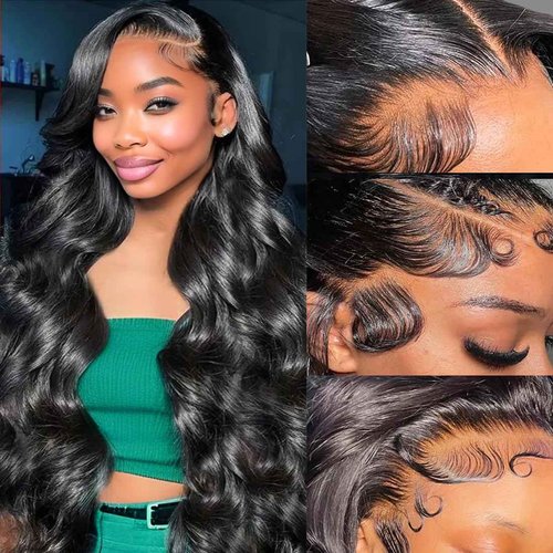 Afribye 30 inch 13x6 Body Wave Lace Front Wigs Human Hair Pre Plucked 200% Density Body Wave Frontal Wigs HD Lace Wig Glueless Wigs for Black Women Human Hair Deep Loose Wave Wig