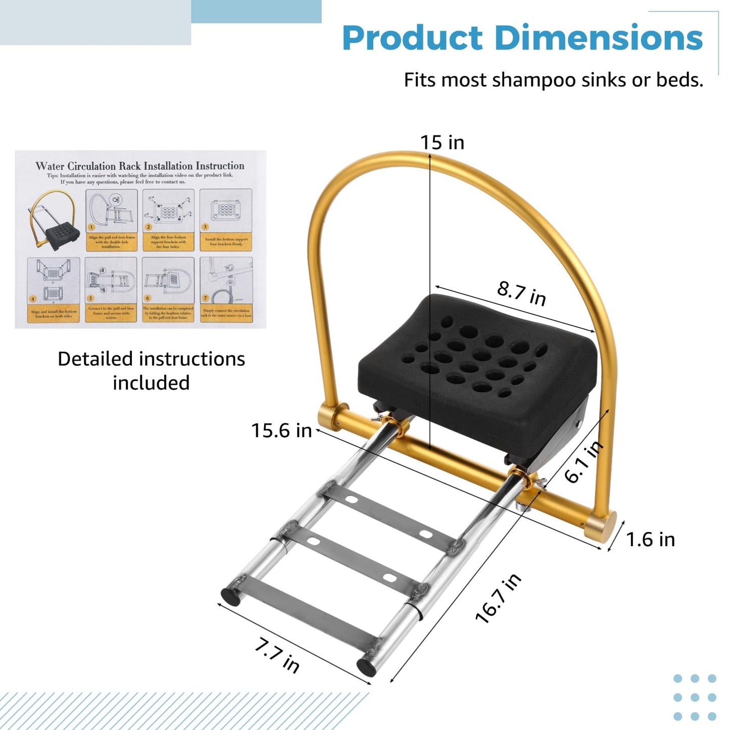 Homaisson Head Spa Waterfall Equipment, Water Circulation Shampoo Bowl Rack & Pillow, Head Spa Attachment for Salon, Shampoo Bed Show Accessories, Ideal for Salon Hair Washing Station