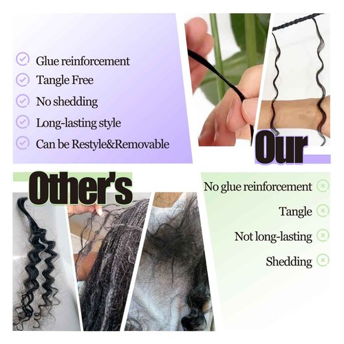 Pre-Divided Human Braiding Hair for Water Deep Wave Bulk Braiding Curly Human Hair for Boho Locs Crochet Braids Human Hair Extensions (1B, 24"-240Strands)