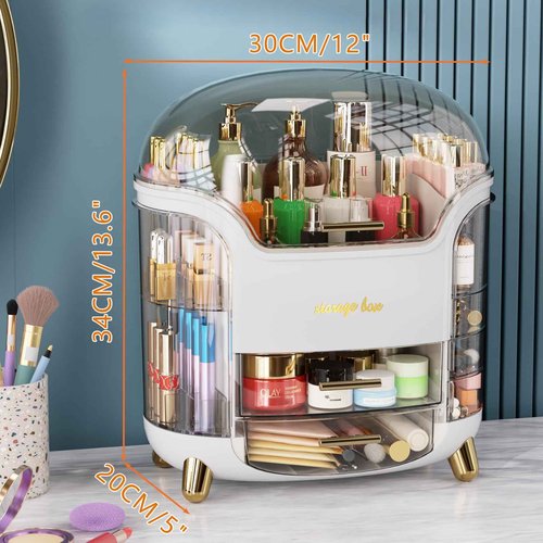 CandleWo Large Capacity Makeup Organizer Countertop Vanity Organizer for Waterproof and Dustproof Skincare, Multi-Style, Clear