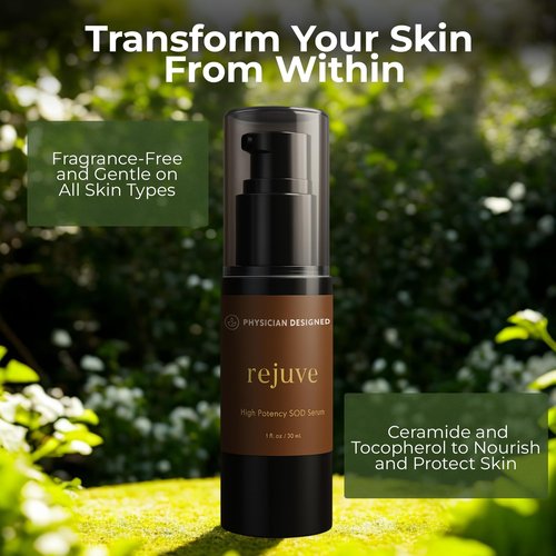 Rejuve Superoxide Dismutase Supplement High Potency Wrinkle Serum with SOD Supplement & Hyaluronic Acid - Deep Hydration & Anti-Aging Formula, 30ML