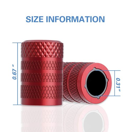 CKAuto Tire Valve Stem Caps, Red, 4 pcs/Pack, Anodized Aluminum Tire Valve Cap Set, Corrosion Resistant, Universal Stem Covers for Cars Trucks Motorcycles SUVs and Bikes