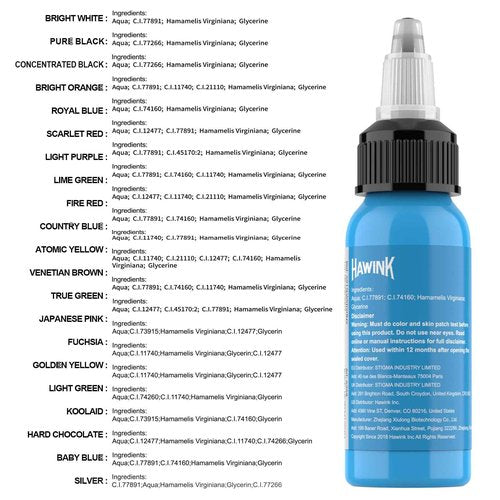 Hawink Tattoo Ink Color Set 1 oz (30ml) 21 Colors Pigment Kit Tattoo Supplies TI203-30-21