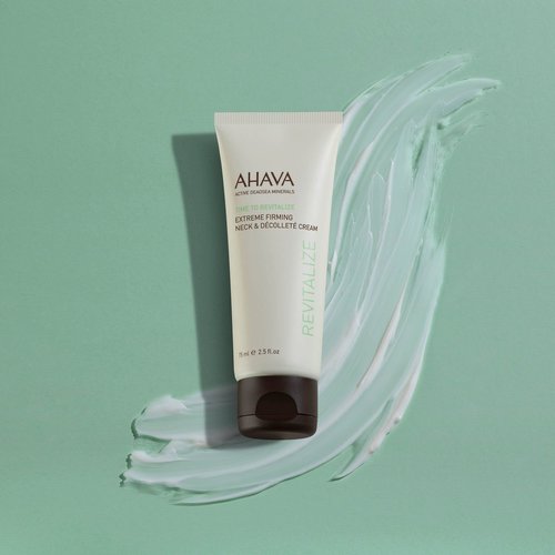 AHAVA Time To Revitalize Extreme Firming Neck & Décolleté Cream - Promotes Firmness, Nourishes & Softens, Reduce Signs of Aging, includes Osmoter, Resveratrol, Goji Berry & Matrixyl 3000, 2.5 Fl.Oz