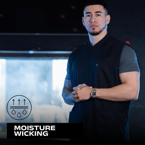 Barber Strong The Barber Vest, Men's Black, Hair Repellent, Ultra Lightweight and Breathable Mesh Side Panels, Sleeveless, Features 3 Pockets and 2-Way Zipper Closure - Size 4X, Great for Pet Grooming