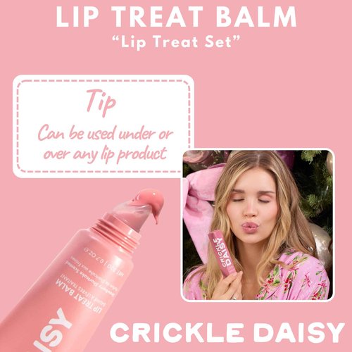 Crickle Daisy Lip Treat Balm - Hydrating & Nourishing Lip Balm with Avocado, Olive, and Coconut Oils - Softening Lip Moisturizer & Protection for Very Dry Lips - Set Of 4, 0.7oz Each