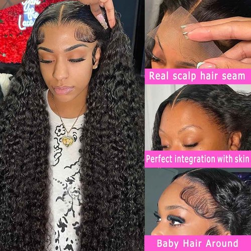 Zhengshuo Water Wave Lace Front Wigs Human Hair Pre Plucked 13x6 HD Lace Frontal Wigs 200% Density Brazilian Virgin Human Hair Wigs for Black Women Natural Color
