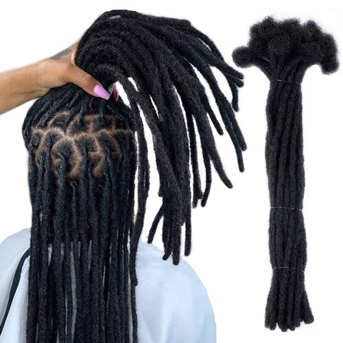 WacanDan 0.4cm Thickness 100% Human Hair Dreadlock Extensions 10 Inch 60 Strands Full Handmade Can be Dyed and Bleached Permanent Loc Extensions Human Hair Natural Black
