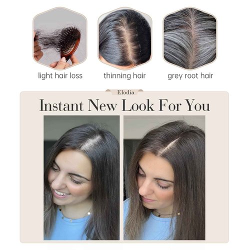 Elodia Real Human Hair Toppers for Women - No Bangs, Breathable Clip-in Remy Hair Topper - 10inch, 2# Dark Brown