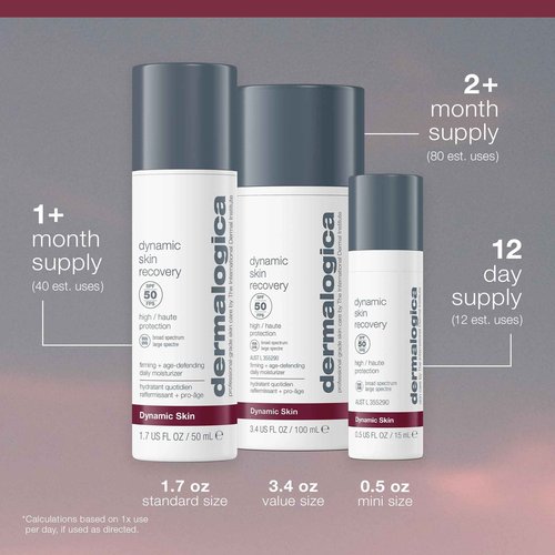 Dermalogica Dynamic Skin Recovery SPF50, Anti-Aging Face Sunscreen Moisturizer, Medium-Weight Non-Greasy Broad Spectrum, 1.7 Fl Oz