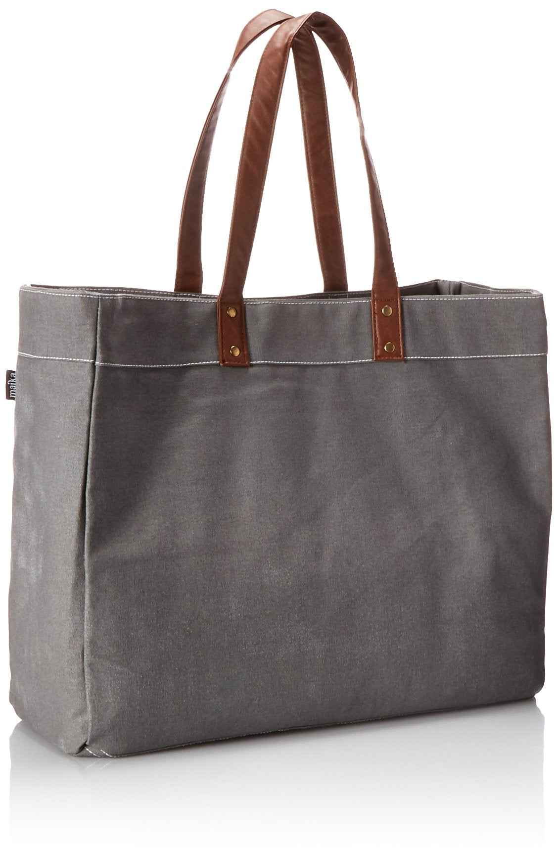 maika Recycled Canvas Carryall Tote Bag, Waxed Ash